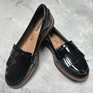 Collection by Clark, black patent leather loafer, like new
